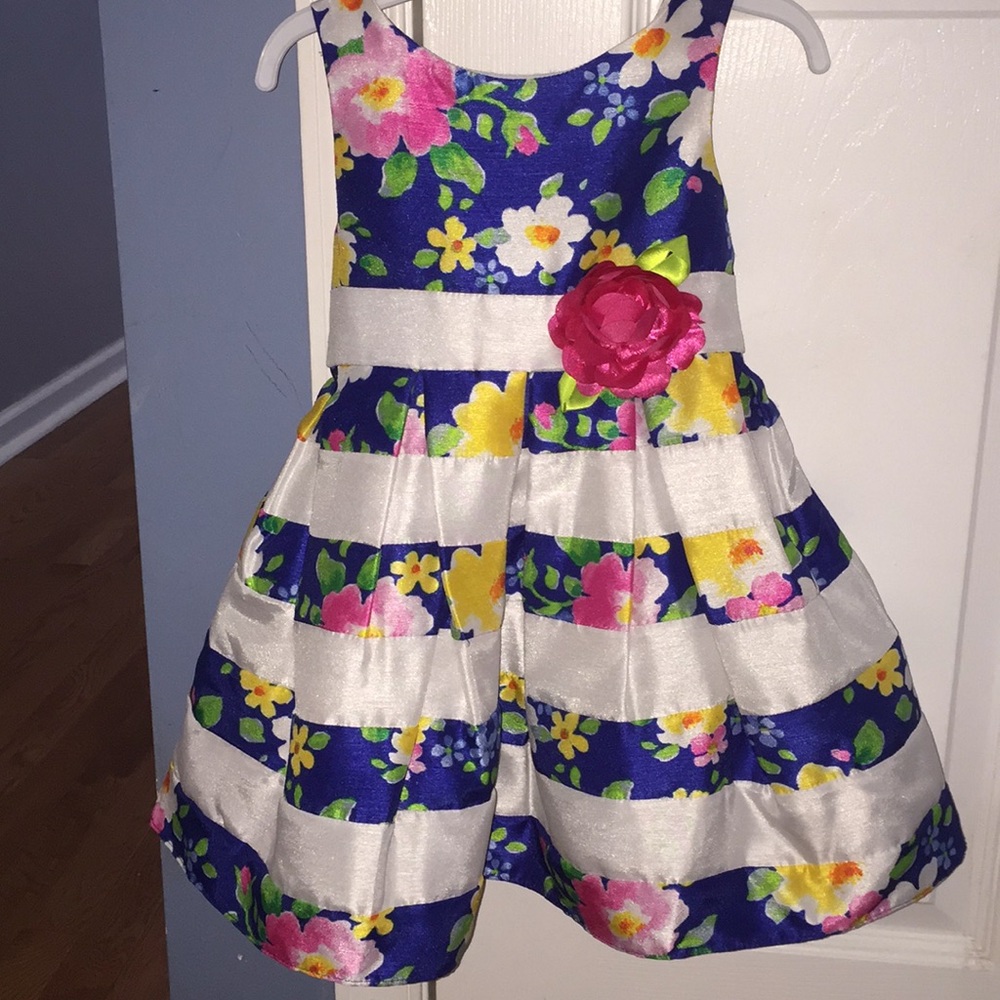 Yellow and blue striped dress